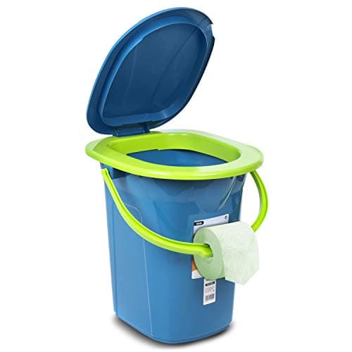 Green Blue GB320 Portable Toilet 19L Mobile Bucket Travel Lightweight Toilet For Hiking Campfire Grill Fishing Festivals Use (Turquoise/Lime) — view 3