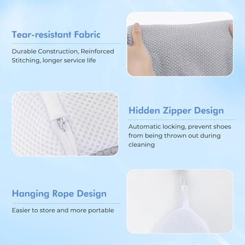 Teletrogy Shoe Washing Machine Bag 2Pcs with Hidden Zipper, Grey, Max UK14 — view 5