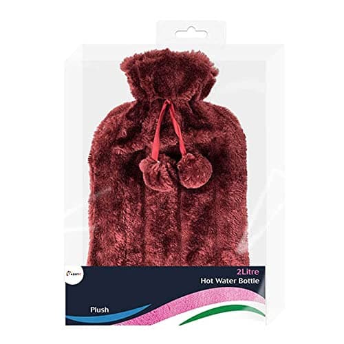 1ABOVE 2Litre Hot Water Bottle & Deluxe Plush Cover for Feet,Shoulder,Hand,Back,Neck,Pregnancy and Menstrual Craps Pain Relief (Maroon)
