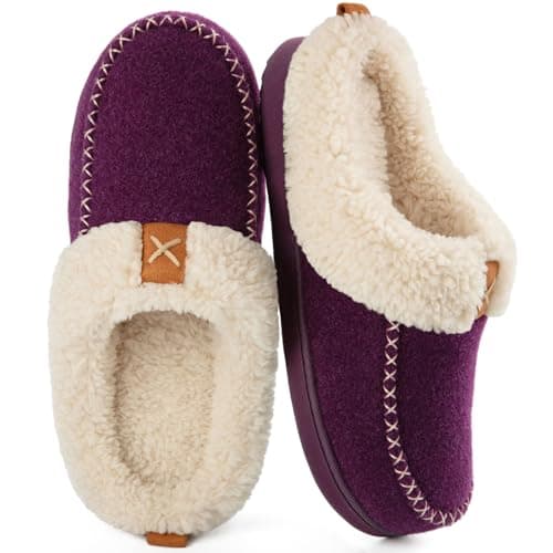 LongBay Women's Warm Slippers Memory Foam Winter House shoes 3-4 UK, Purple