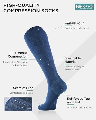 Niofind Compression Socks for Women & Men, 15–20mmHg, Knee High — view 5