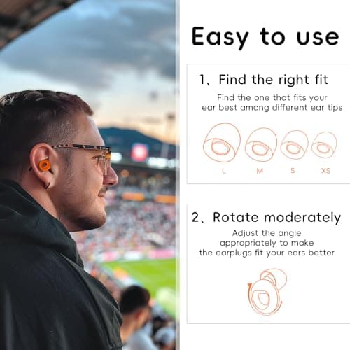 HOYIO Ear Plugs for Noise Reduction–Super Soft, Reusable Hearing Protection in Flexible Silicone for Sleep, Noise Sensitivity & Flights-8 Ear Tips in XS/S/M/L–27dB Noise Cancelling–Orange — view 4