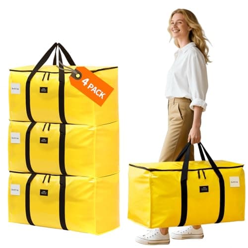 JIAWEN 4 Pack Moving Bags and Storage Bags - 95L Heavy Duty Moving Boxes