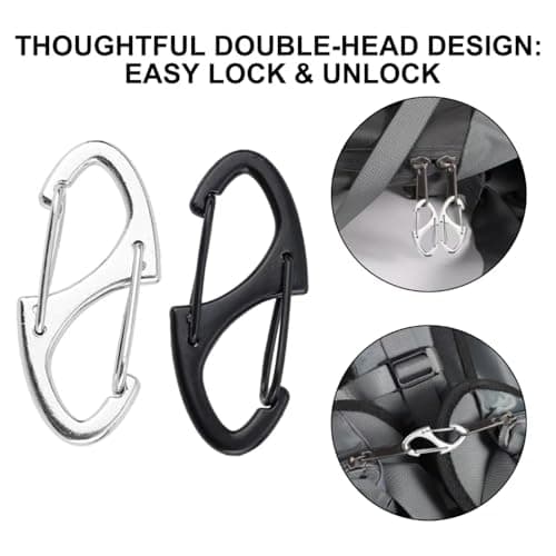 8 Pcs Anti-Theft Zipper Clips, Mini Double-Sided S Carabiner Locks, Small Metal Zipper Pull Hooks Prevent Accidental Opening, Durable Security Accessories for Luggage & Backpacks — view 3
