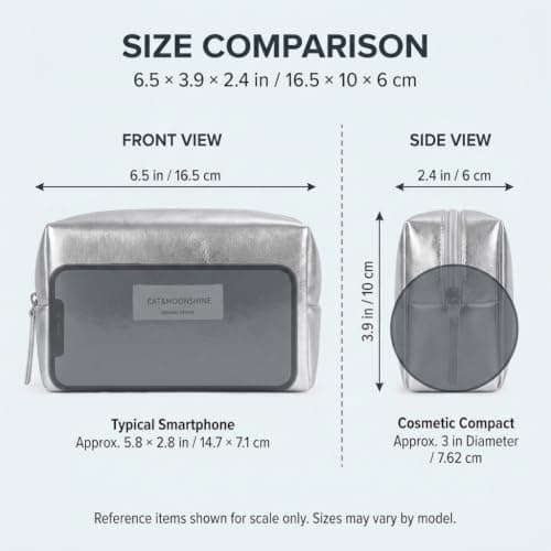 Sminra Floral Makeup Bag for Purse, Quilted Cosmetic Zipper Pouch, Silver-S — view 2