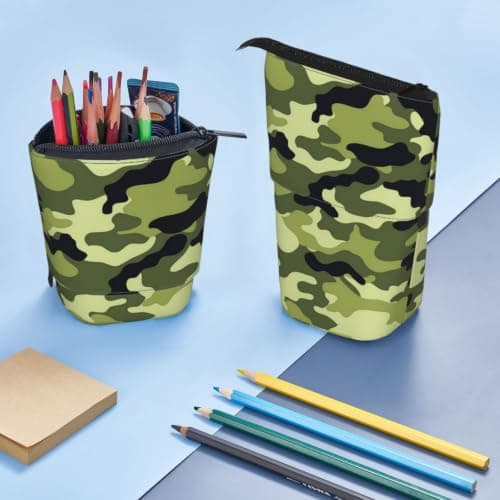 FFSHKOWE Camo Green Telescopic Pencil Case Adjustable Pen Pouch Organizer — view 6