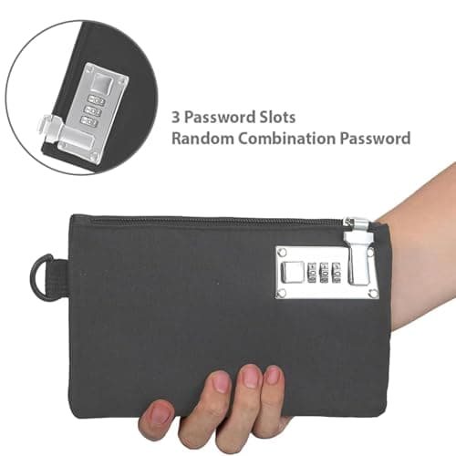 COZERI Lockable Money Wallet Bag - Anti-theft Security Travel Business Trip Hidden Bag Men Women, Portable 3-Digit Lockable Metal Combination Lock Money Pouth for Cash/Passports/Jewelry/Card/Document — view 4