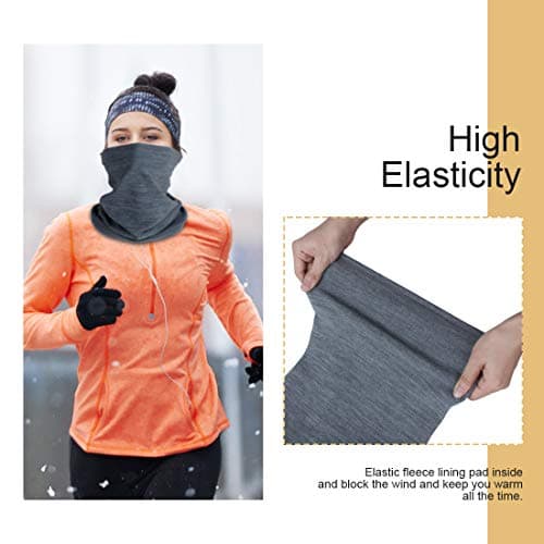 Winter Neck Warmer Fleece Windproof Neck Gaiter Snood for Men Women Cold Weather Face Scarf Headwear for Skiing Running Cycling — view 2