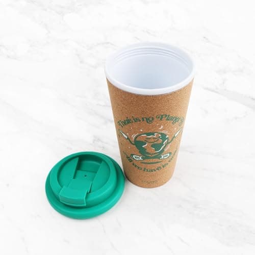 Myga Reusable Coffee Cup - 450ml Leakproof Double Walled Insulated Travel Mug with Lid - Large BPA-Free Eco-Friendly Cork Thermal Cup for Hot & Cold Drinks - Planet B — view 2