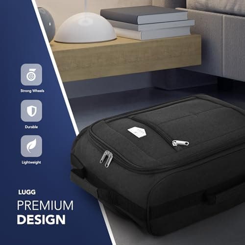 LUGG Cabin Size Lightweight Luggage - Durable 600D Polyester Snowflake Push Up Trolley - Solid Wheels - Easyjet, Ryanair, British Airways - Airway Locker (55x40x20cm) — view 3