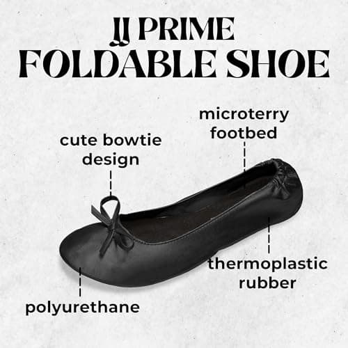 JJ PRIME - After Party Shoes with Foldable Bag Foldable Ballet Pumps Roll up Foldable Pumps (5/6 UK, Black) — view 4
