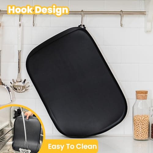 Conlun Dog Food Mat with Side Pocket & Hook Hole, Soft Raised Edges, Easy Clean Waterproof Non-Slip Pet Feeding Mat for Cats and Dogs Water Bowl, Pets Accessories(46x30cm,Grey) — view 4