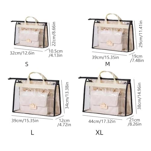 alloneslife Efficient Hanging Shoe Storage Box Breathable Bag Purse Holder for Sneakers Boot and Footwear Protections Clear Handbag Cover — view 3