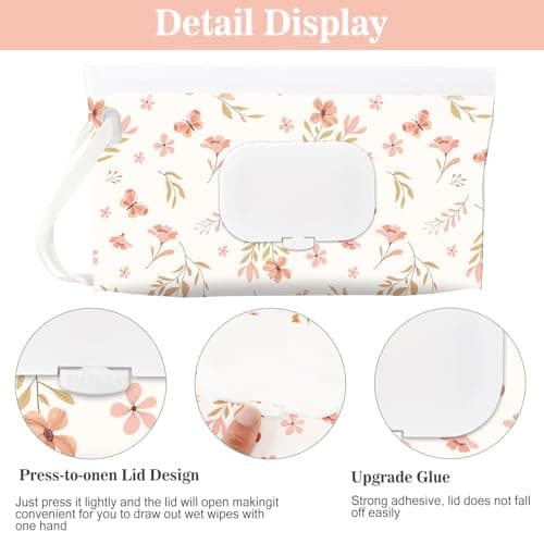 SANNIX 2 Pcs Baby Wipes Holder Dispenser, Portable Refillable Baby Wet Wipes Pouch Container Reusable Waterproof Travel Case Pink — view 3
