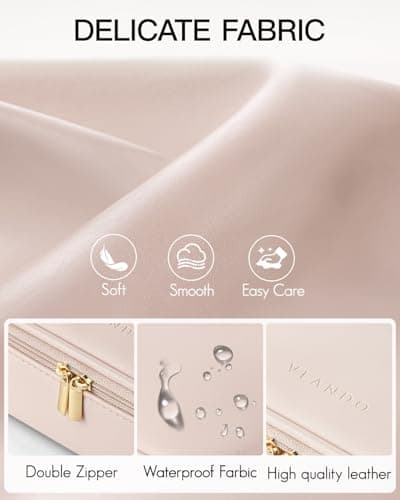 Travel Makeup Bag with Brush Compartment,Waterproof Small Make up Bag,Cosmetic Bag for Women,Pink — view 4