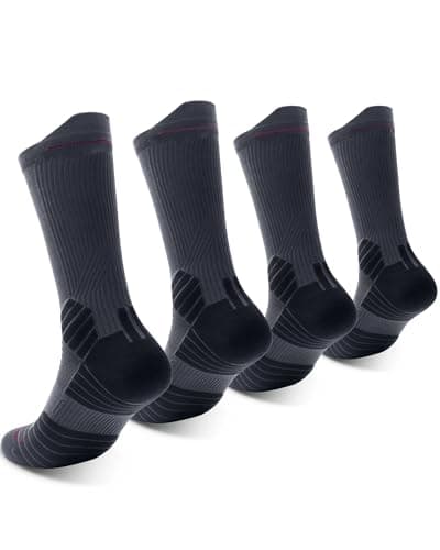 CAMBIVO 2 Pairs Compression Running Socks for Men and Women, Moisture Wicking Athletic Crew Socks with Arch Support, Cushioned Sole & 10-15 mmHg Support for Running, Jogging, Marathon Training