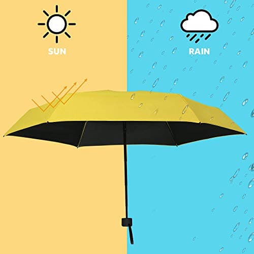 Vicloon Mini Travel Umbrella, Small Compact Umbrella with UPF50+ Protection, 210T Black Rubber Cloth & 6 Aluminum Alloy Ribs Folding Umbrellas, Lightweight Tiny Pocket Umbrellas (Yellow) — view 5