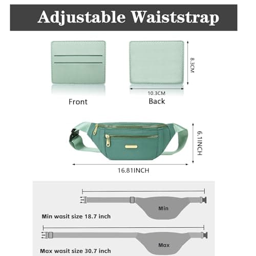 BAIYSFFG Fanny Pack Fashionable Waist Bag Unisex Fashion Waist Bag Casual Travel Bum Bag with 3 Zipper Pockets for Women Men Sports Running Hiking Jogging (Green 1) — view 2