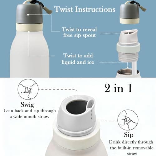 24oz Insulated Water Bottle with Straw & Strap, Stainless Steel Double Wall Vacuum Flask, Reusable Thermal Flask for Keeps 24H Cold/12H Hot, Leakproof BPA-Free for Travel, Gym, Hiking (Army Green) — view 4