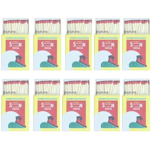 Sswann Vestas Original Safety Matches (10 Pack) Multipack Household Matchboxes for Stoves Kitchen Candle BBQ Camping