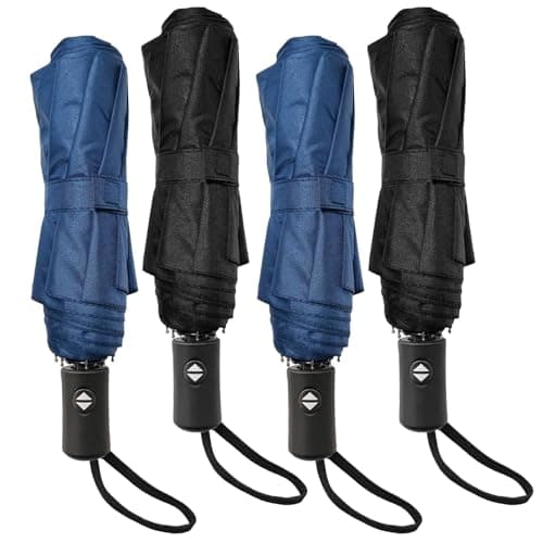 Tubaobei 4 Pack Travel Umbrella, Windproof Automatic Open and Close Umbrellas, Folding Rain Umbrella for Men Women