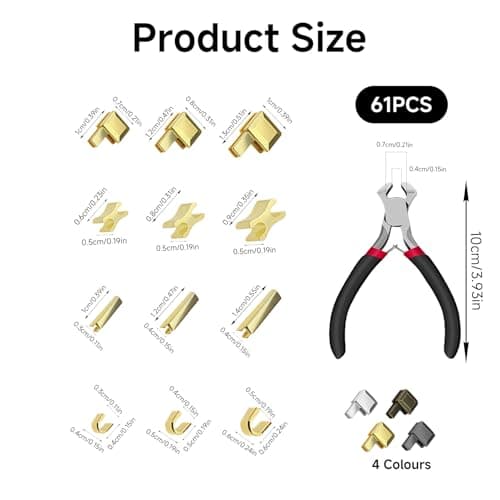 Aihoom Zipper Repair Kit with Pliers, Universal Metal Zipper Sliders & Stoppers, DIY Zip Fix Tools for Jackets, Bags, Clothing, Instant Zipper Replacement Accessories (61 Pieces 4 Colours 3 Sizes) — view 2