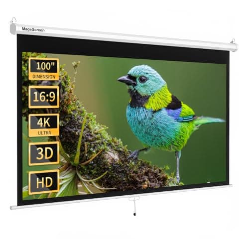 MageScreen 100 Inch 16:9 Manual Pull Down Projector Screen HD 4K