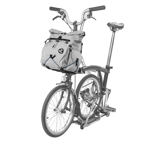 Front Bag for Brompton Bike 17L Roll Top Cycling Bag with Frame, Folding Bike Carrier with Shoulder Strap, Helmet Storage, for Travel Commuter Bicycle,Backpack (Requires Mounting Block)-Grey