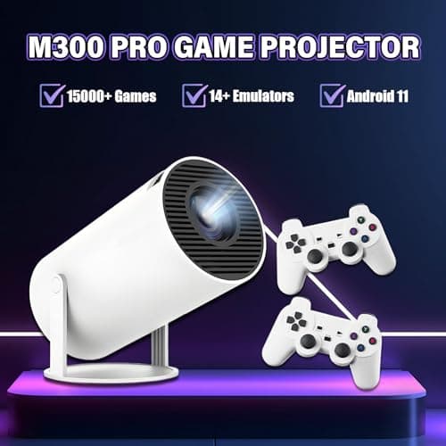M300 Pro Portable Movie Projector with WIFI and Bluetooth, Smart Projector with built in 15000+ Game 14 Emulator, 100 Lumen, 1024 * 600P, Android 11 Game Console for Outdoor, Home Theater (Red Box) — view 2