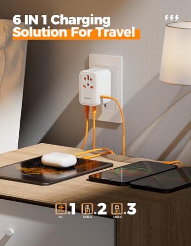 TESSAN 100W Universal Travel Adapter, Worldwide Plug with 5 USB(3 USB C) — view 2