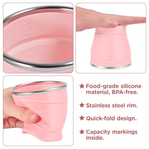 luvtree Silicone Collapsible Travel Cup with Dustproof Lid, 8.8 Oz/260ml, BPA-Free, Portable, Reusable for Camping, Picnic, Travel, Office (Light Green) — view 6