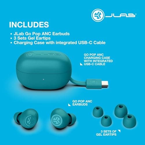 JLab Go Air Pop ANC Earbuds with Mic - Bluetooth, Teal — view 6