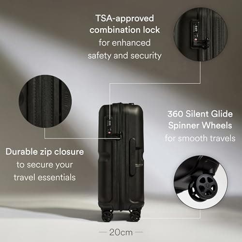 ANTLER Single Stripe Hard Shell Cabin Suitcase with Laundry Bag - 55x40x20cm 39L, Lightweight, 4 Spinner Wheels, TSA Lock, Black - Carry on Luggage Approved by easyJet, Ryanair and British Airways — view 3