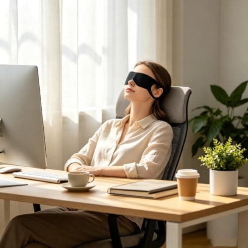 Ear Hanging Sleep Mask, Black Nylon for Side Sleeping — view 6