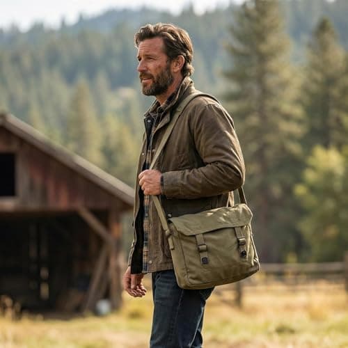 OUTBOUND Small Canvas Webbing Messenger Bag (Olive) — view 2