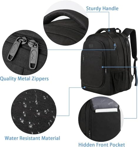 MATEIN Large Expandable Rucksack Fit 15.6 Inch Laptop for Men Women, Black — view 6