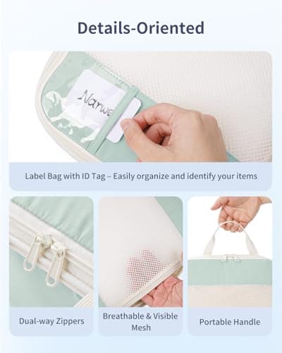 Narwey 5 Set Compression Packing Cubes for Suitcases and Backpack, Suitcase Organiser Bags Travel Compression Packing Cubes Shoes Bags for Carry on Hand Luggage Travel Essentials (Mint Green) — view 5