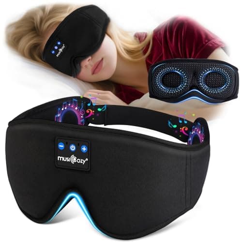 MUSICOZY Cooling Sleep Mask Headphones 3D 100% Blackout for Side Sleepers