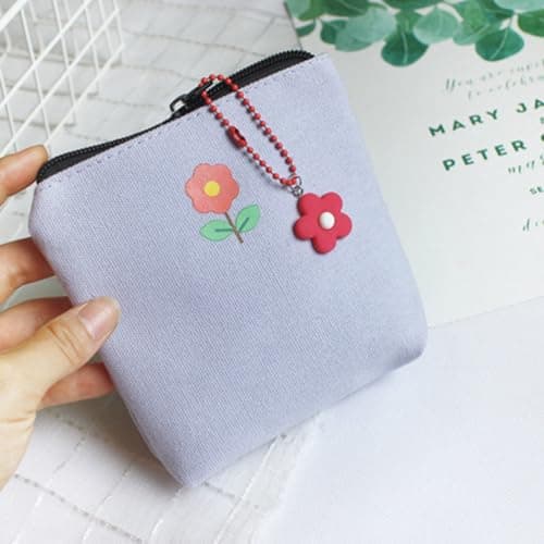 Sanitary Pad Storage Pouch with Pendant Purple Canvas for Travel — view 5