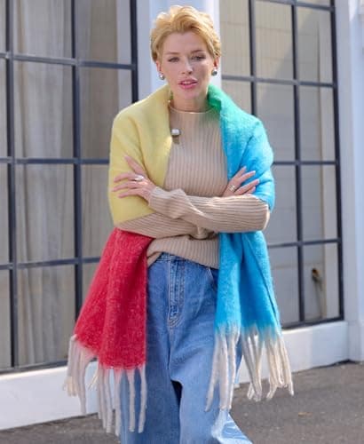 Style Slice Rainbow Stripe Blanket Scarf for Women, Winter Wrap — view 5