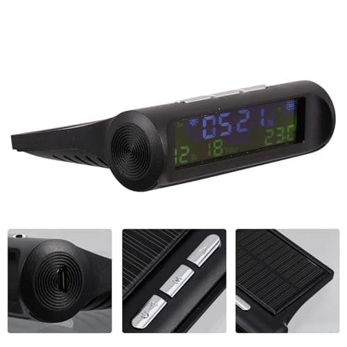 POPETPOP Solar Car Clock with Calendar and Thermometer, Digital LED Auto Dashboard Clock, Solar-powered Car Temperature Gauge for Driving and Travel — view 6