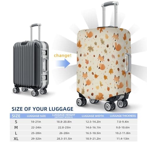 VQUVQV Elastic Travel Luggage Cover, Autumn Fox Maple Leaf Washable Suitcase Protector Cover Travel Accessories Fit 22-24 Inch Luggage, M — view 4