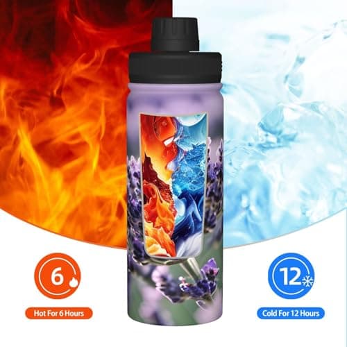 Lavender Flower Double Wall Leakproof Print Insulated Kettle,Travel,Gym,Cycling,Camping,Etc — view 6