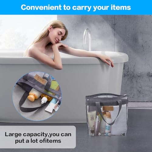 SGYKJ 2 Pcs Shower Bags, Protable Toiletry Mesh Toiletry Bag for Women Men — view 6