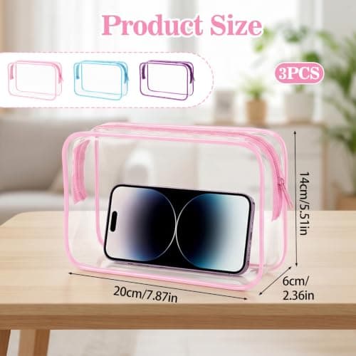 RAHHLIZS 3Pcs Clear Makeup Bags with Zipper Clear Pouch Cosmetic Bag — view 2