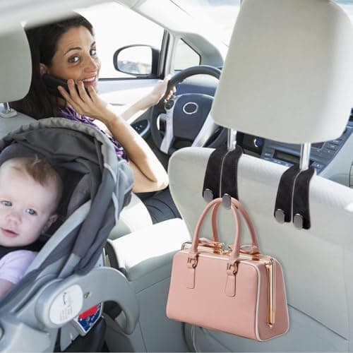 Car Handbag Holder Faux Leather Double Metal Organizer Universal — view 3