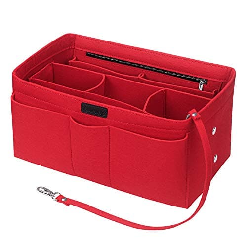 Betoores Bag Organiser Insert, Handbag Liner Tote Organizer Pouch, Red - L