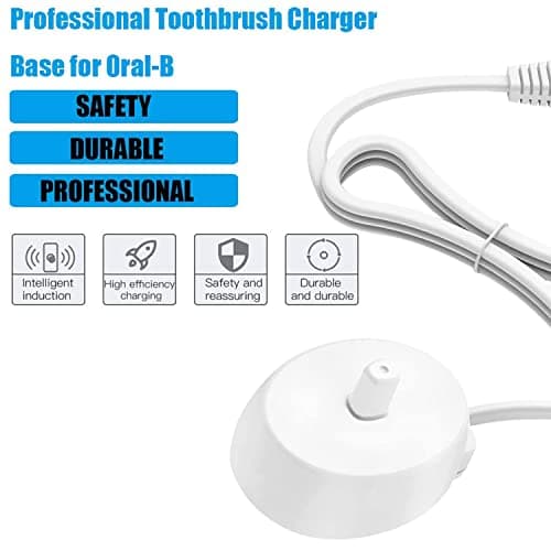Electric Toothbrush Replacement Charger Base Compatible with Oral B iO3 iO4 iO5 iO6 PRO/DB Series Inductive Charging Base Portable Waterproof Power Cord Environmental ABS Model 3757 for Travel — view 2