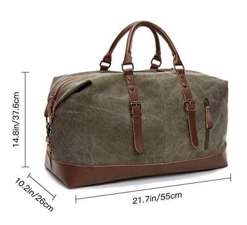 aztex Premium Collection Oversized Canvas Holdall Travel Carry On Duffel Bag Overnight Weekend Bag Unisex Travel Holdall 55 x 26 x 37cm, Army Green (Personalised) — view 6