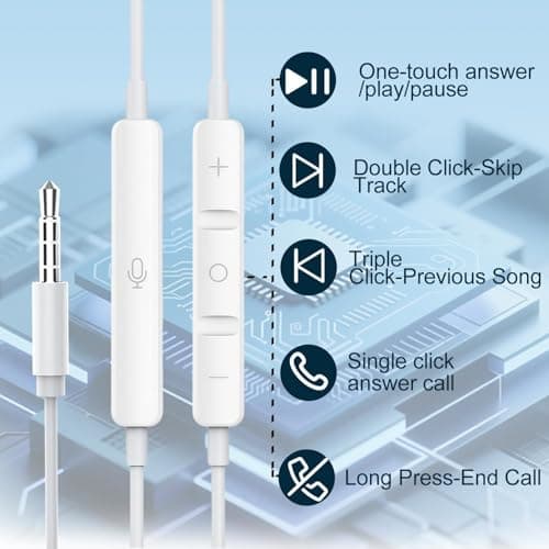 2 Pack 3.5mm Wired Headphone Plug, 3.5 mm headphones In-Ear Earphones, Noise Isolating with Built-in Microphone & Volume Control Compatible with Phone Pad Pod MP3 MP4 Samsung Laptop — view 3